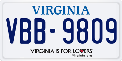 VA license plate VBB9809