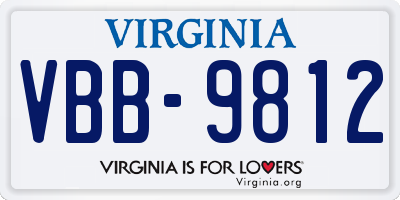 VA license plate VBB9812