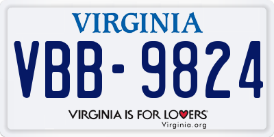 VA license plate VBB9824