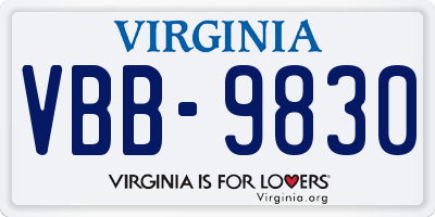 VA license plate VBB9830