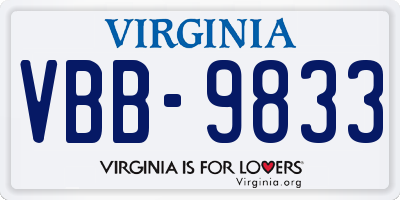VA license plate VBB9833