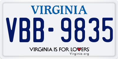 VA license plate VBB9835