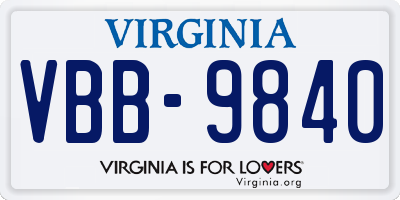 VA license plate VBB9840
