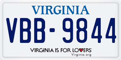 VA license plate VBB9844