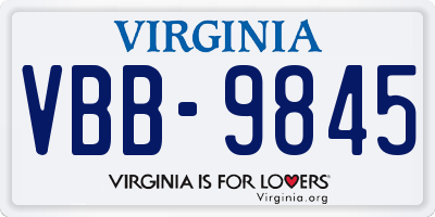 VA license plate VBB9845