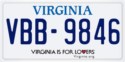 VA license plate VBB9846