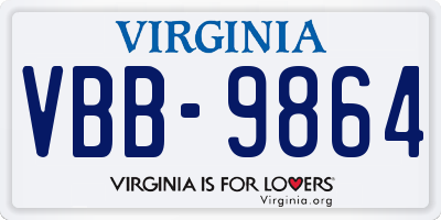 VA license plate VBB9864