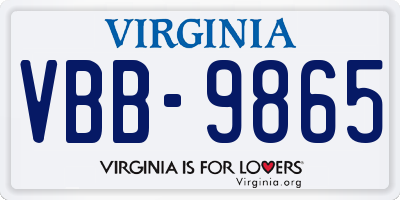 VA license plate VBB9865