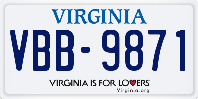 VA license plate VBB9871