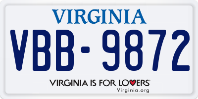 VA license plate VBB9872