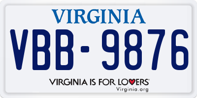 VA license plate VBB9876