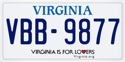 VA license plate VBB9877