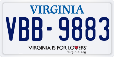 VA license plate VBB9883
