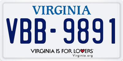 VA license plate VBB9891