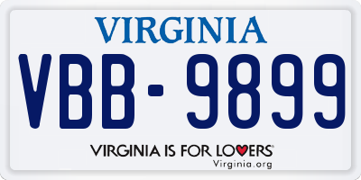 VA license plate VBB9899