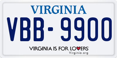 VA license plate VBB9900