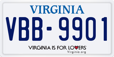 VA license plate VBB9901