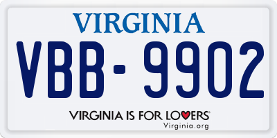 VA license plate VBB9902