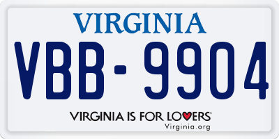 VA license plate VBB9904
