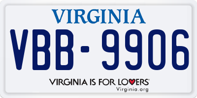 VA license plate VBB9906