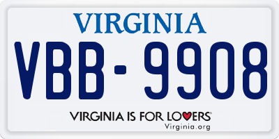 VA license plate VBB9908