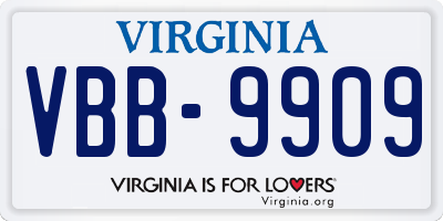 VA license plate VBB9909