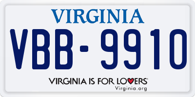 VA license plate VBB9910