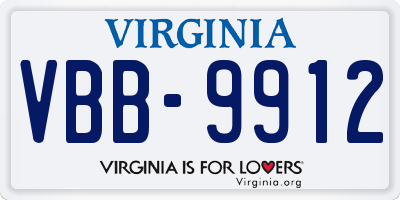 VA license plate VBB9912