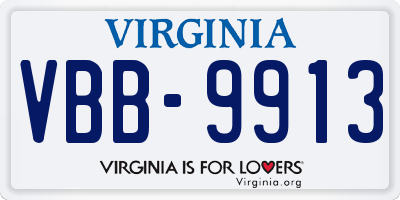 VA license plate VBB9913