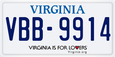 VA license plate VBB9914