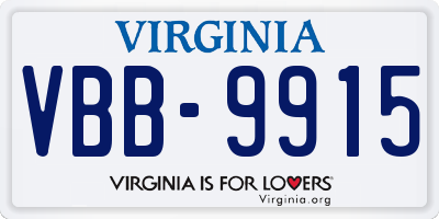VA license plate VBB9915