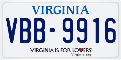 VA license plate VBB9916