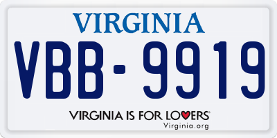 VA license plate VBB9919