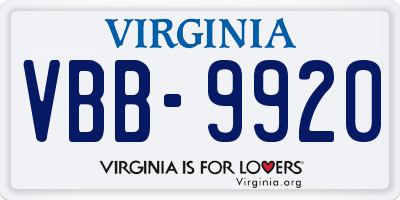 VA license plate VBB9920