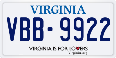 VA license plate VBB9922