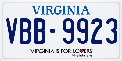 VA license plate VBB9923