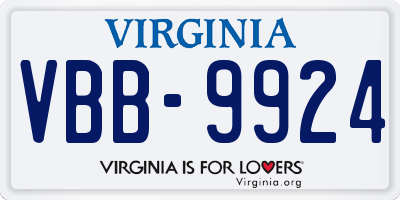 VA license plate VBB9924