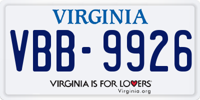 VA license plate VBB9926