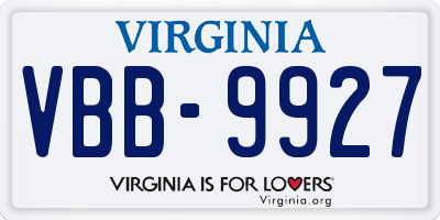 VA license plate VBB9927