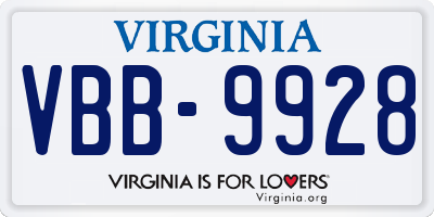 VA license plate VBB9928
