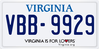 VA license plate VBB9929