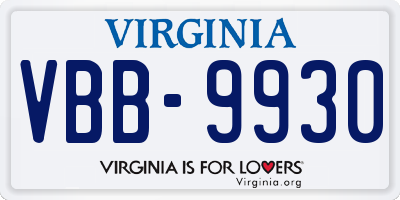 VA license plate VBB9930