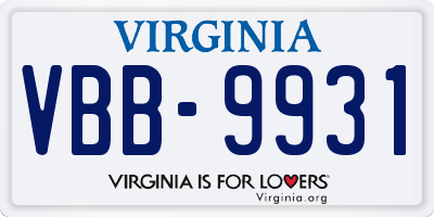 VA license plate VBB9931