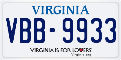 VA license plate VBB9933