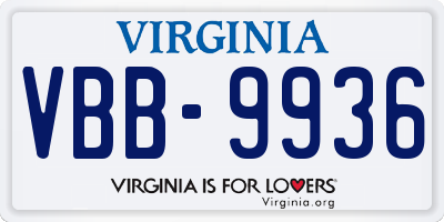 VA license plate VBB9936