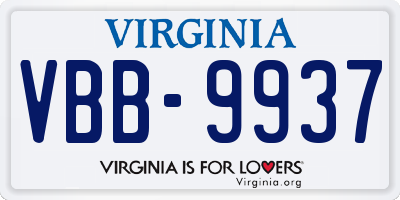VA license plate VBB9937