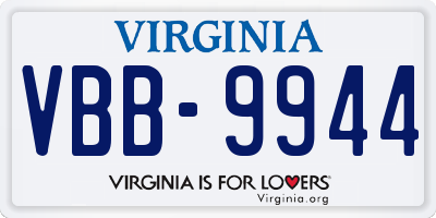 VA license plate VBB9944