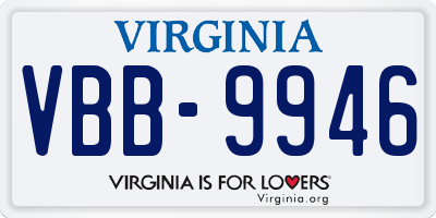 VA license plate VBB9946