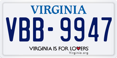 VA license plate VBB9947