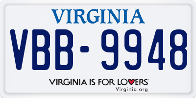 VA license plate VBB9948
